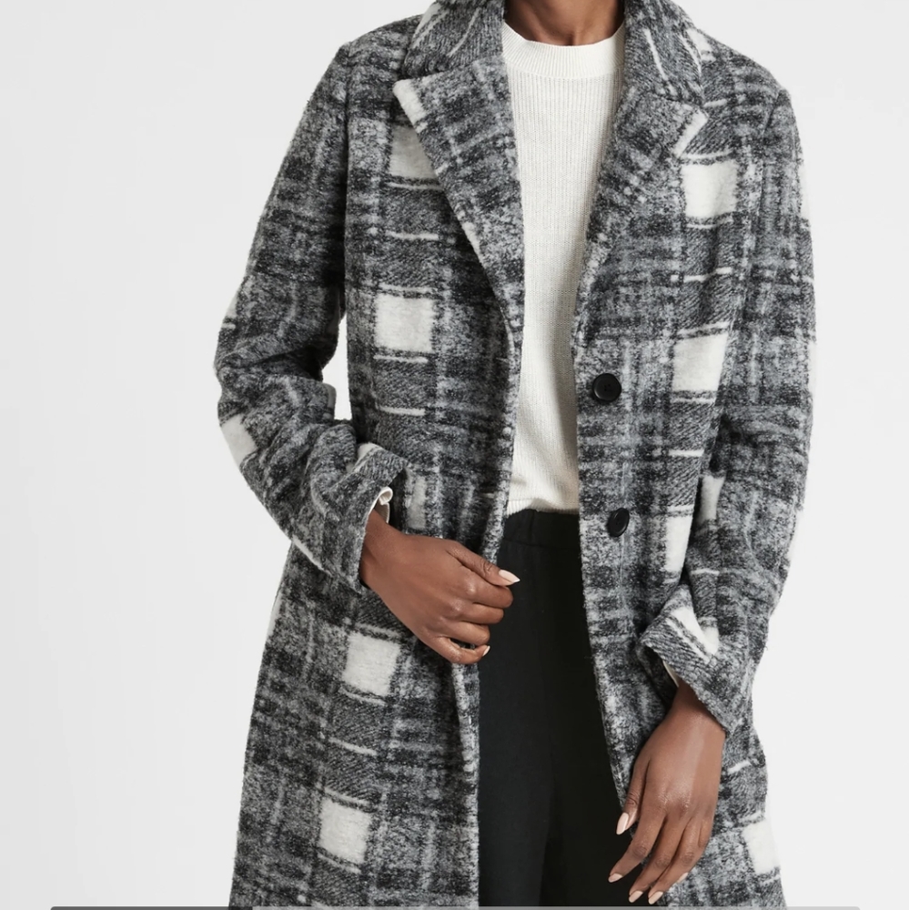 Banana Republic Plaid Knit Overcoat